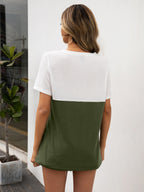 Block V-neck Short Sleeve Tee (6)