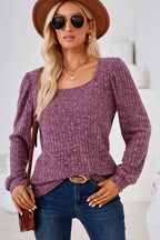 Ribbed Square Neck Long Sleeve T-shirt (22)
