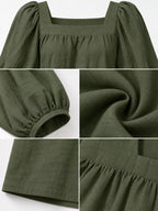 Square Neck Puff Sleeve Mini Dress (13)