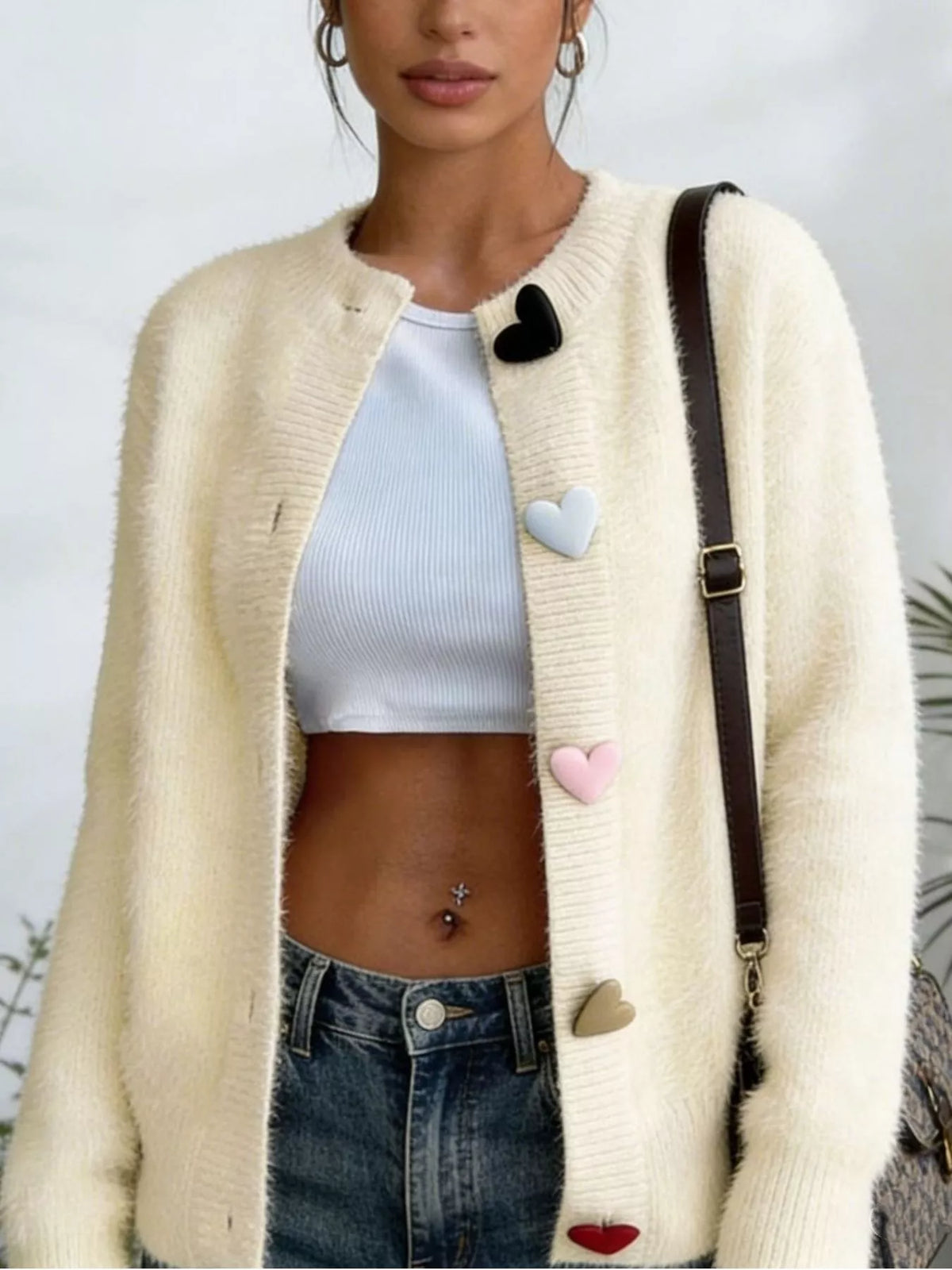 Full Size Heart Button Long Sleeve Cardigan Plus (2)
