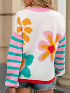 Floral Striped Crew Neck Sweater (7)