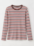 Full Size Long Sleeve Striped Crew Neck Casual T-shirt Plus (6)