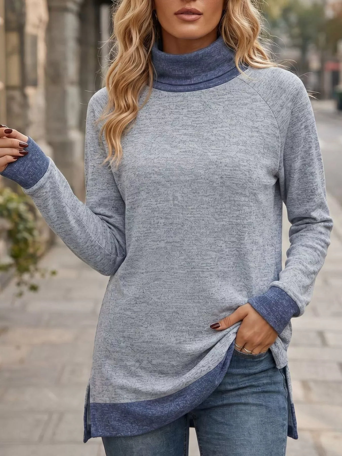Turtleneck Raglan Sleeve T-shirt (10)