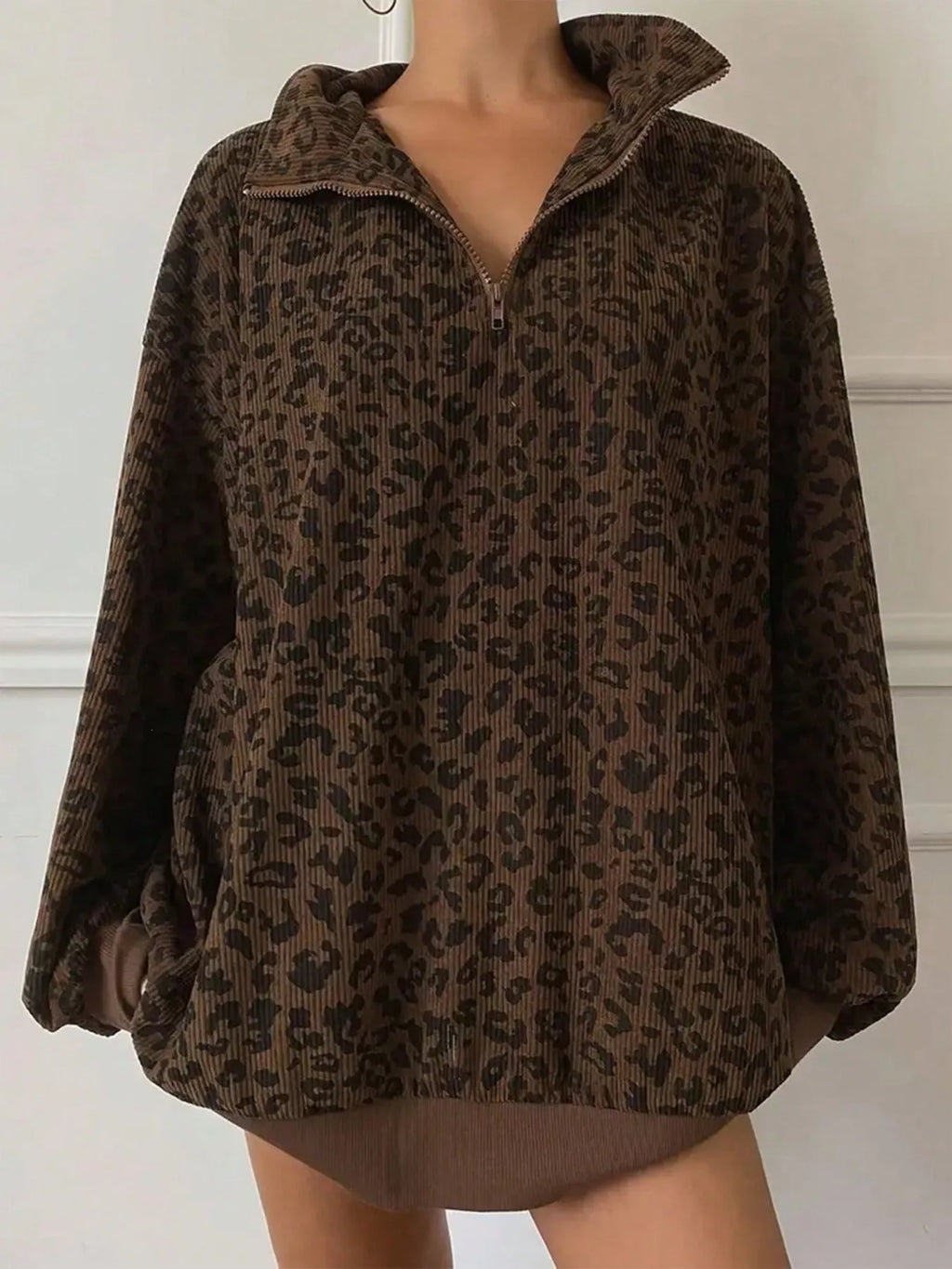 Leopard Print Quarter-zip Sweatshirt (6)