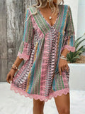 Printed V-neck A-line Dress (16)