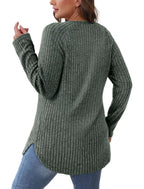 Casual Ribbed Knit Long Sleeve T-shirt (8)