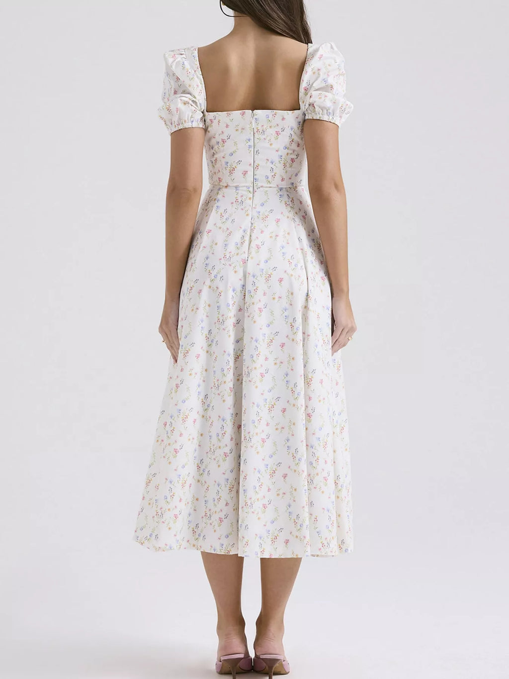Floral Spaghetti Straps Midi Dress (39)