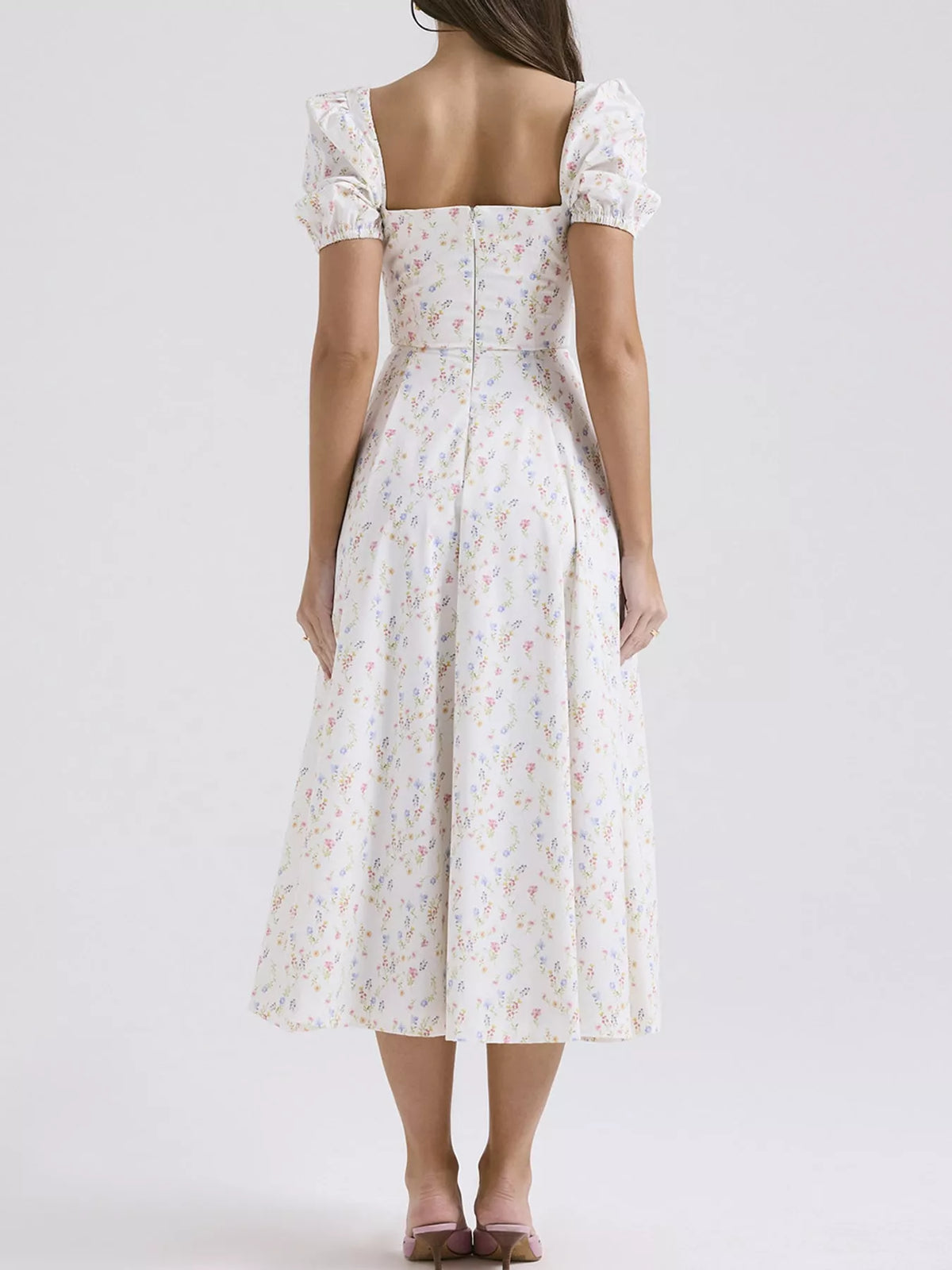 Floral Spaghetti Straps Midi Dress (39)