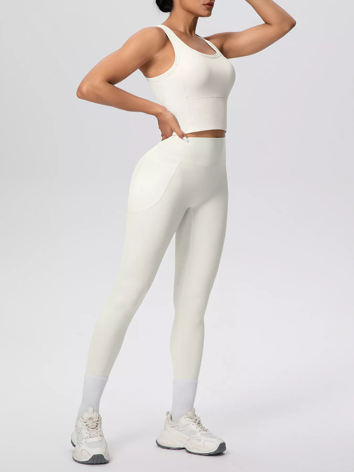Scoop Neck Tank High-waisted Leggings Active Set (23)