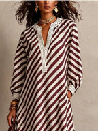 Striped Long Sleeves Maxi Dress (5)