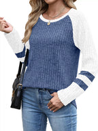 Ribbed Knit Raglan Long Sleeve T-shirt (8)