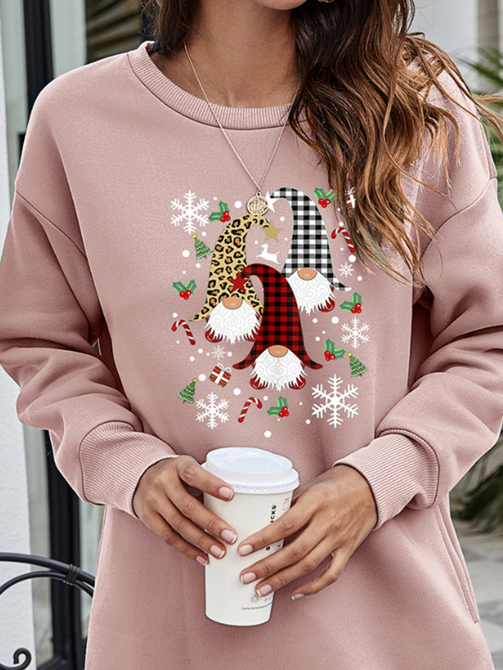 Graphic Round Neck Dropped Shoulder Sweatshirt (6)