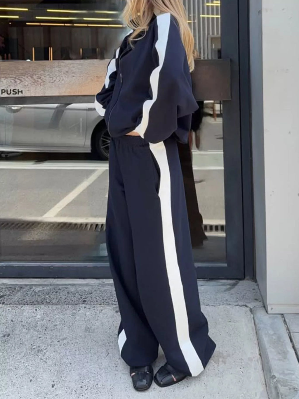 Zip Up Long Sleeve Outerwear Pants Set (27)