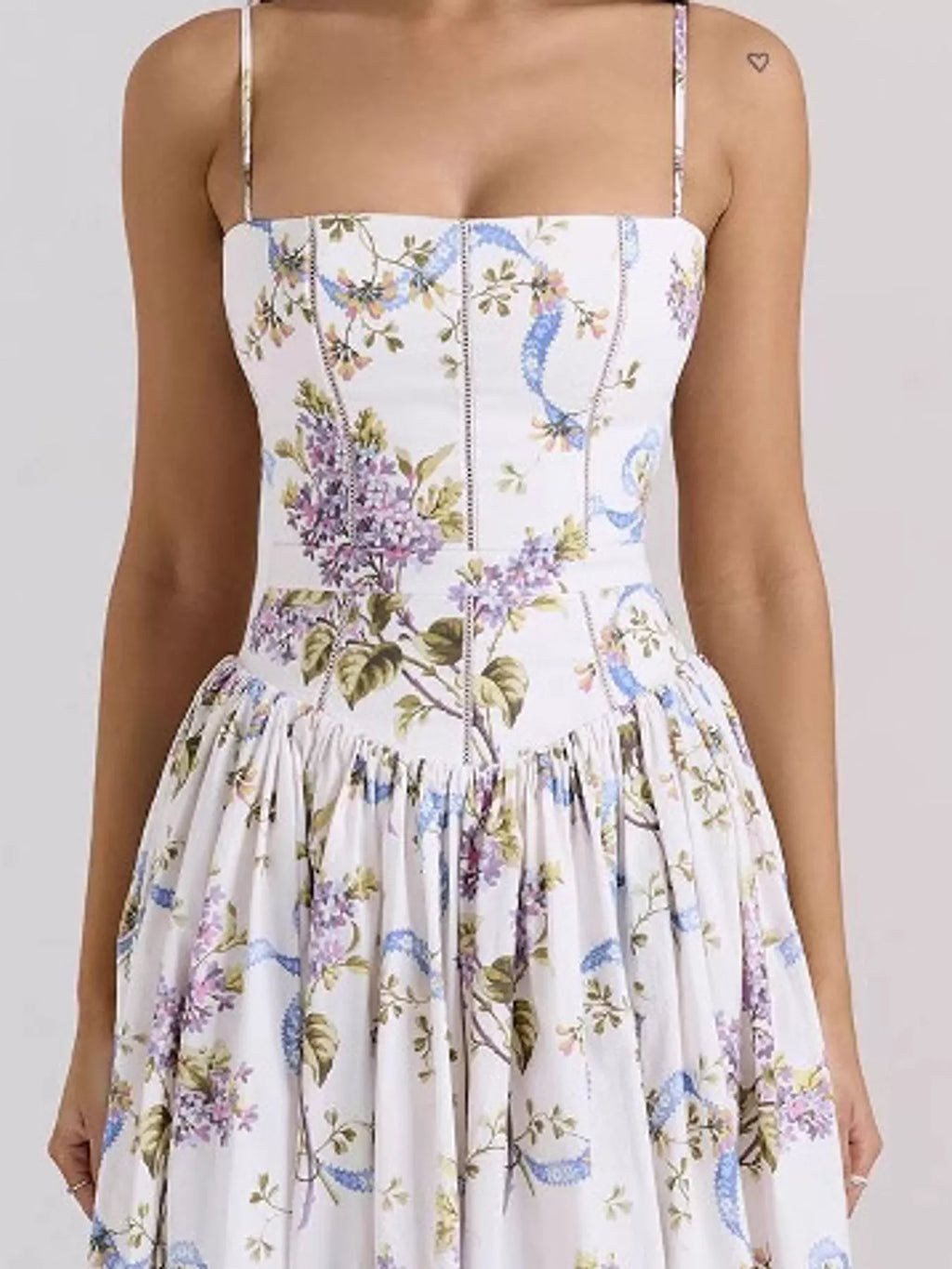 Floral Spaghetti Straps Midi Dress (35)