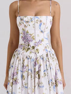 Floral Spaghetti Straps Midi Dress (35)