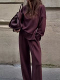 Turtleneck Side Zipper Sweatshirt Pants Set