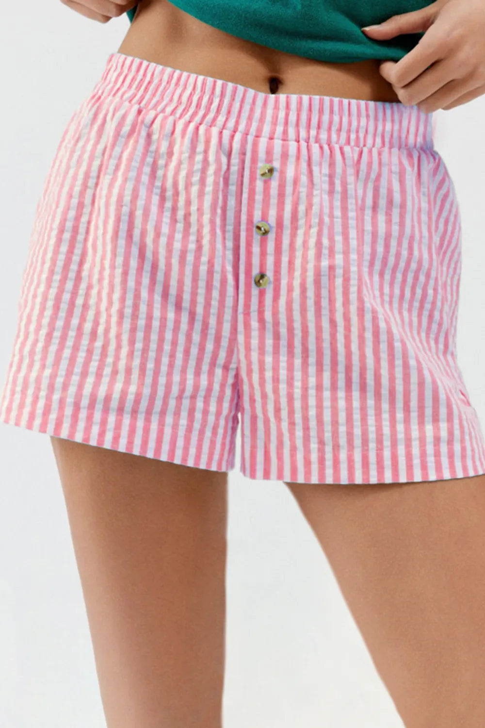 Striped Elastic Waist Shorts (13)