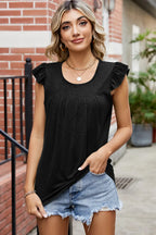 Ruffled Ruched Round Neck Tank (17)