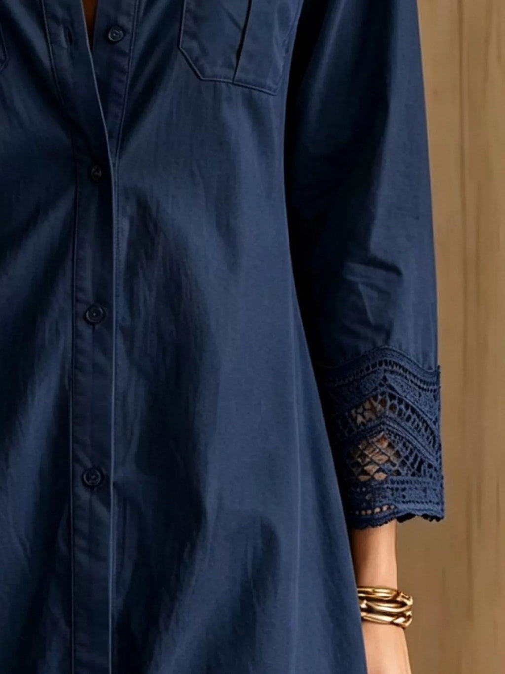 Button-down Shirt Dress Lace Trim (14)