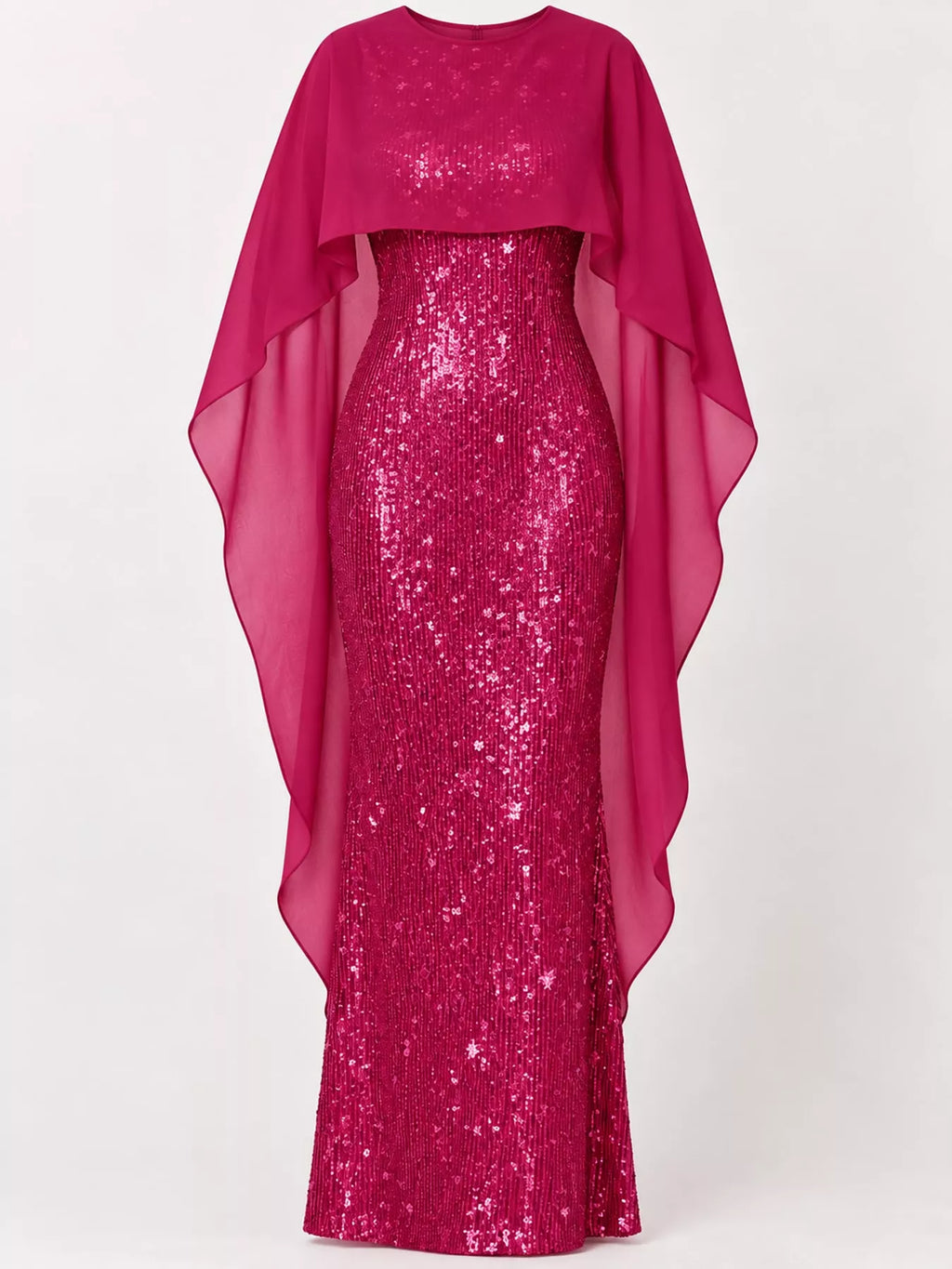Sequin Cape Overlay Evening Dress (30)