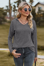 Drawstring Dropped Shoulder Hooded T-shirt (29)