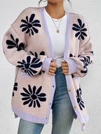 Contrast Dropped Shoulder Long Sleeve Cardigan (3)