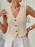 Textured Button-front Vest (2)