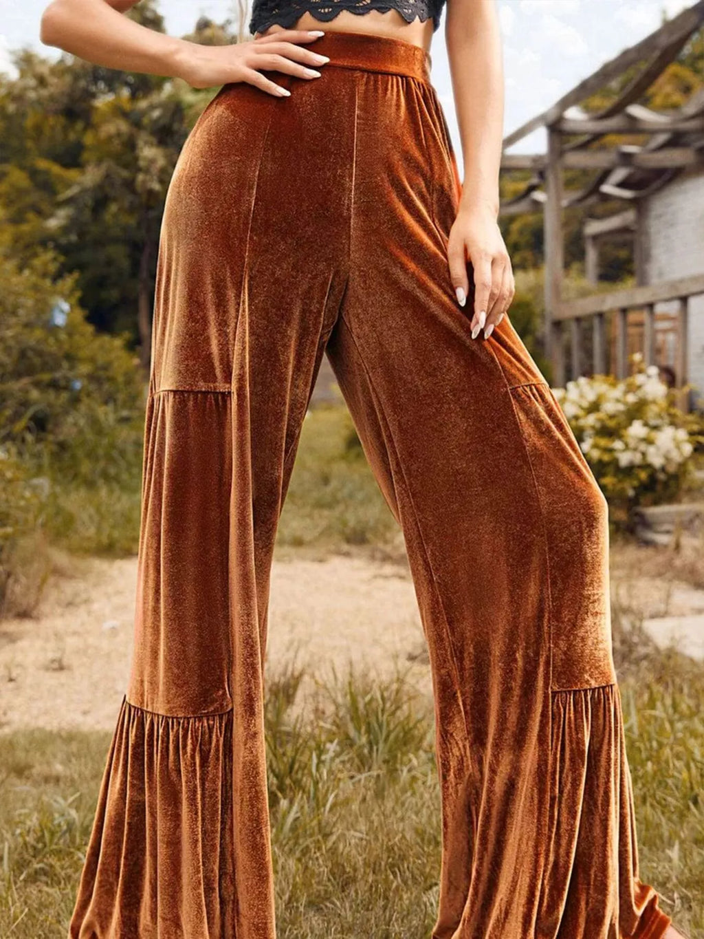 Velvet High Waist Wide Leg Pants (3)