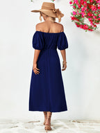 Off-shoulder Balloon Sleeve Midi Dress (12)