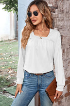 Ruched Square Neck Long Sleeve T-shirt (3)