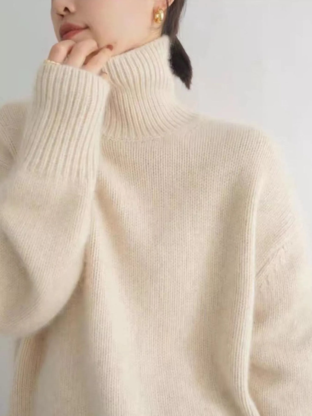 Turtleneck Dropped Shoulder Sweater (5)