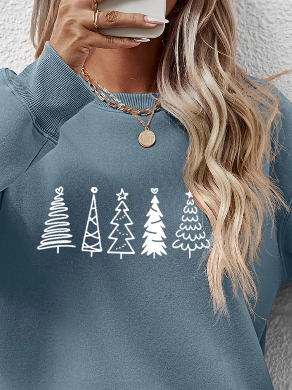 Christmas Tree Graphic Drop Shoulder Sweatshirt (11)