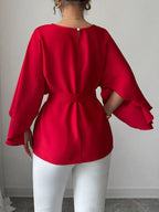 Batwing Sleeve Belted Blouse (14)