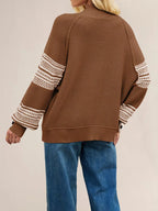 Color-block Mock Neck Waffle Knit Sweater (5)