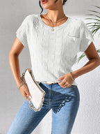 Round Neck Short Sleeve Knit Top (12)