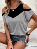 Cold Shoulder Block T-shirt