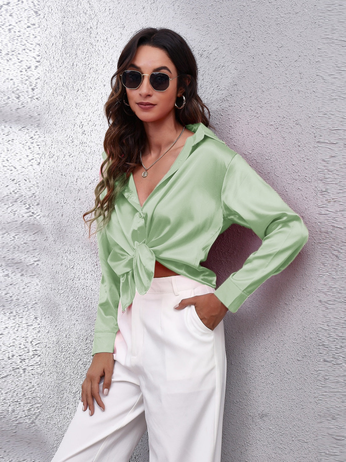 Collared Neck Buttoned Long Sleeve Shirt (19)