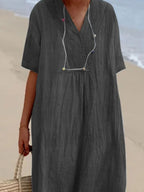 Casual Loose Short Sleeve Midi Dress (8)