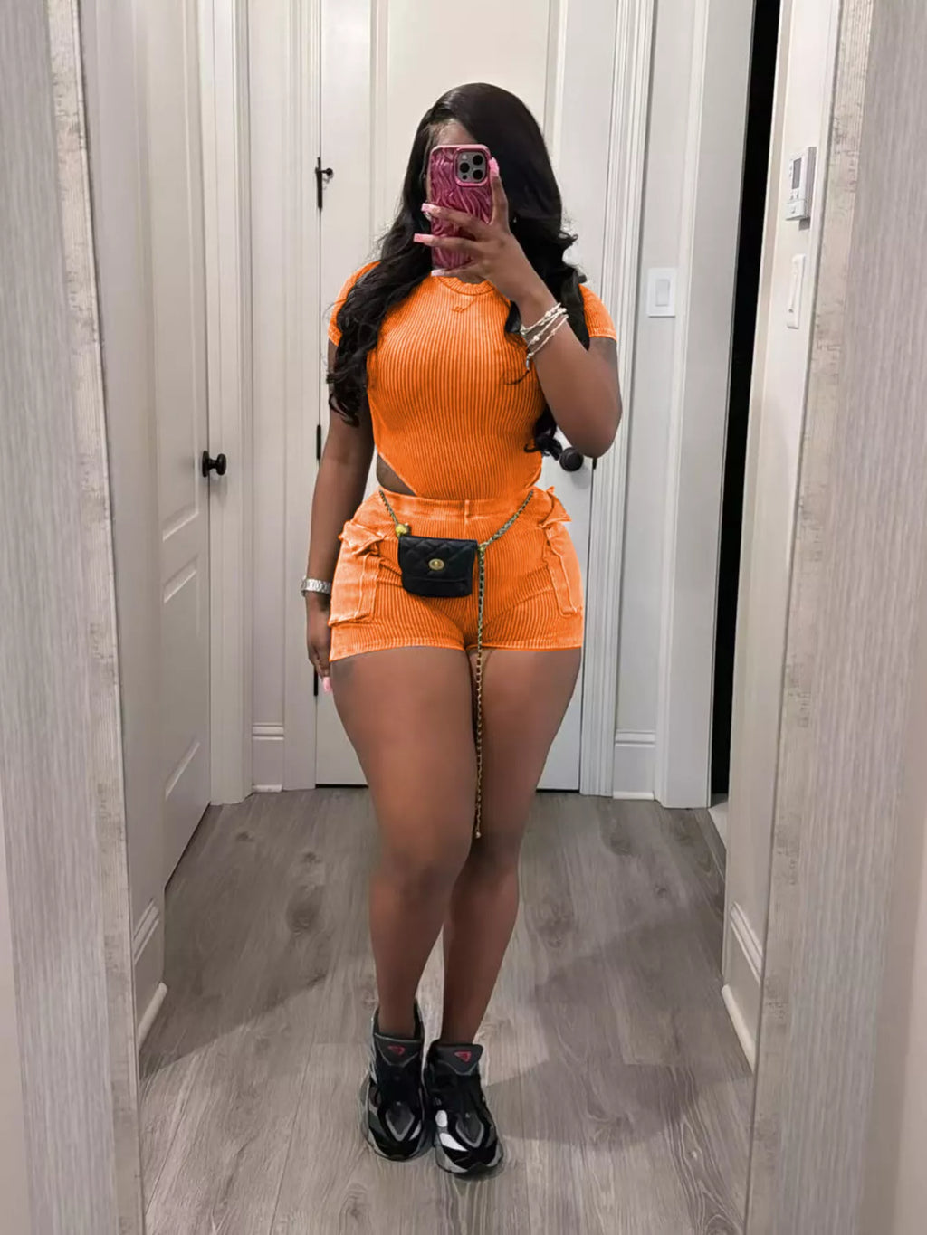 Ribbed Knit Bodysuit Shorts Set (12)