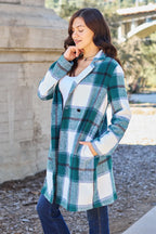 Full Size Plaid Button Up Lapel Collar Coat (9)