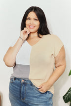 Block V-neck Knit Top (6)