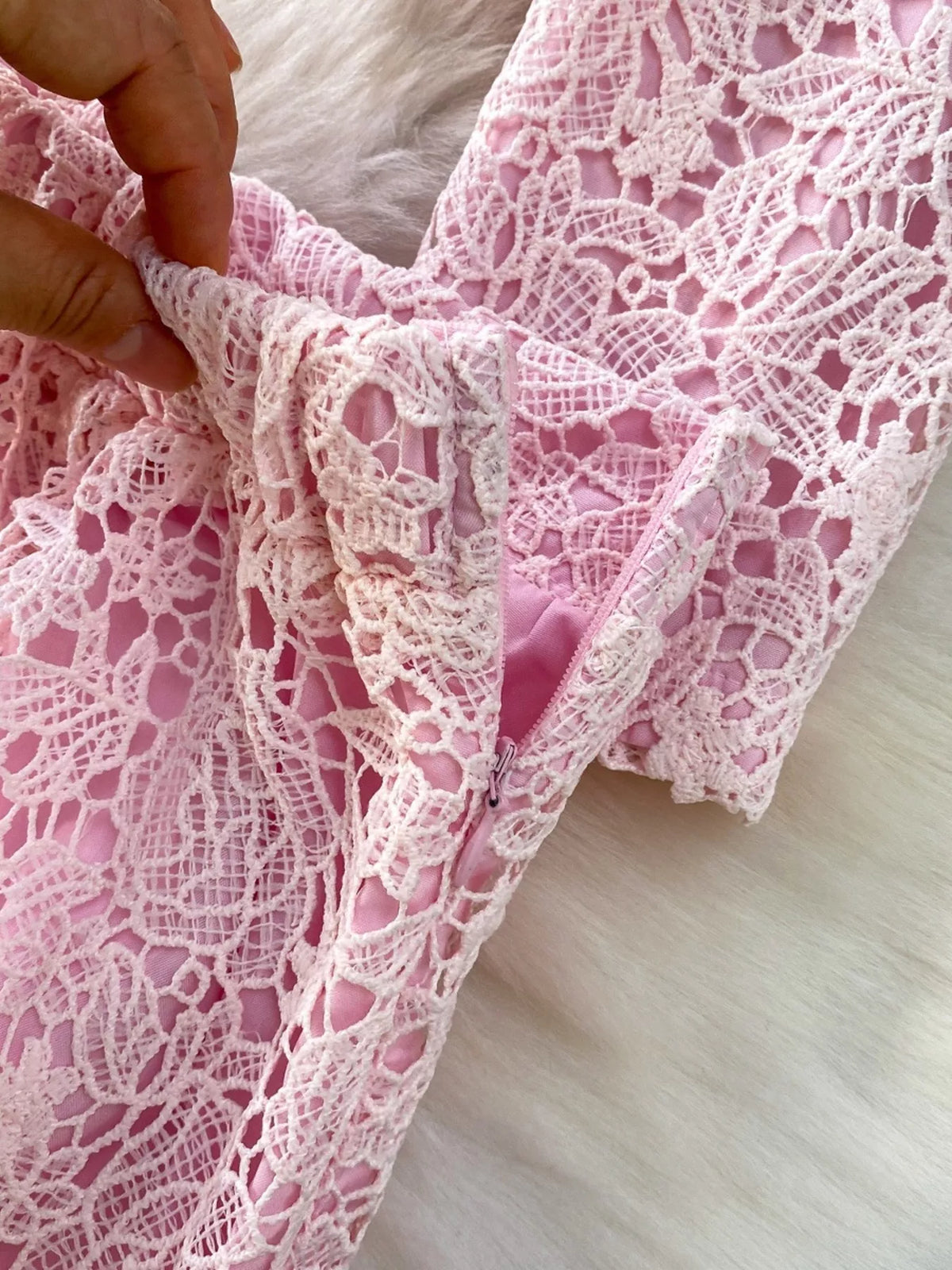 Lace Button Up Top Skirt Set (5)