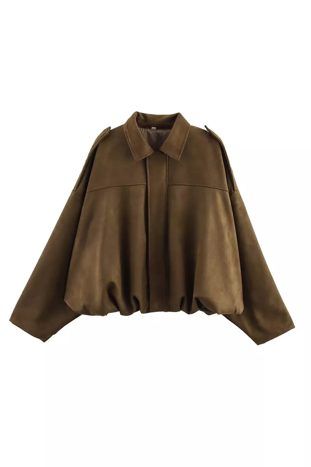 Collared Neck Dropped Shoulder Jacket (2)