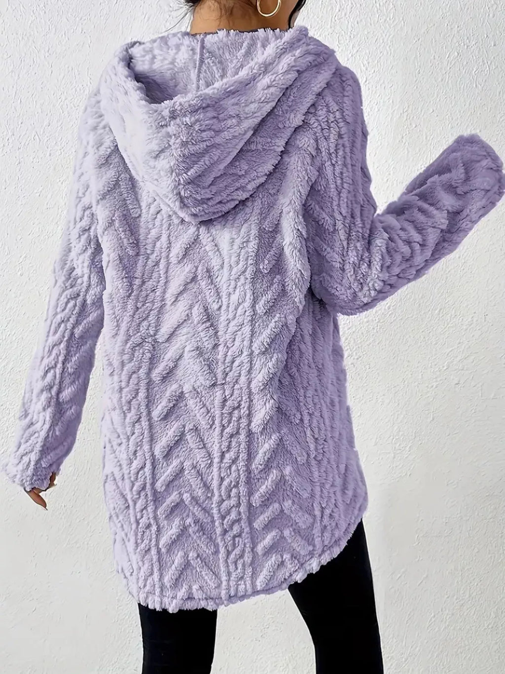 Cozy Textured Drawstring Fleece Hoodie (21)