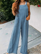Full Size Casual Wide Leg Textured Overalls Plus (2)