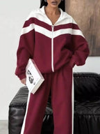 Block Zip-up Outerwear Pants Set (11)