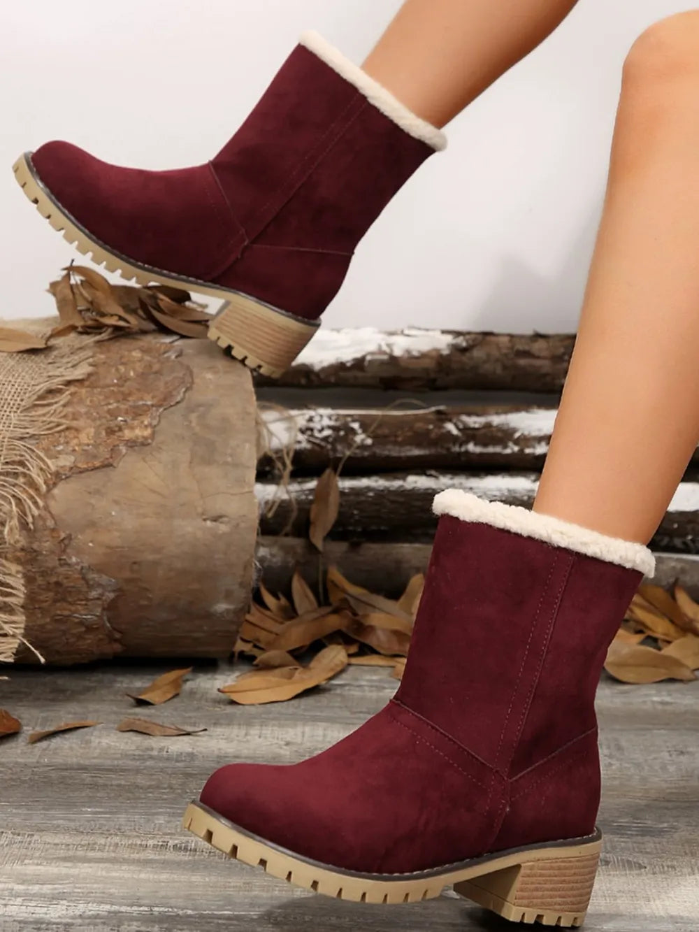Thermal Fuzzy Block Heel Boots (20)