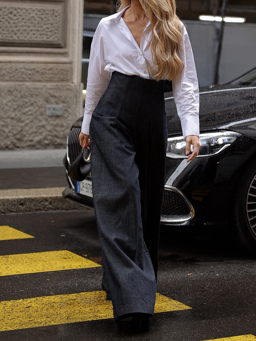 Elegant High-waist Wide-leg Jeans photo 3