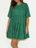 Sequin Round Neck Half Sleeve Mini Dress (26)