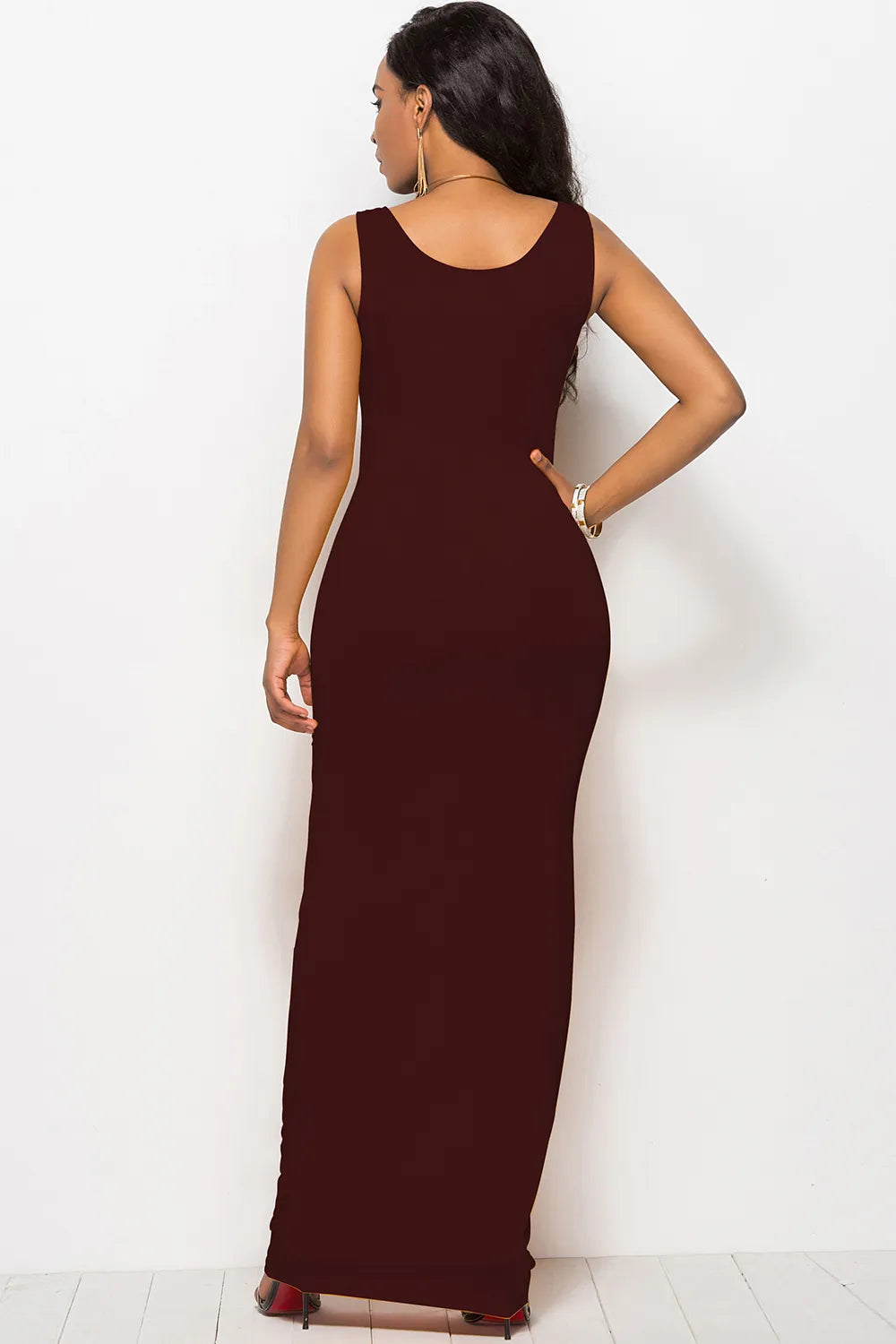 Scoop Neck Wide Strap Maxi Dress (35)